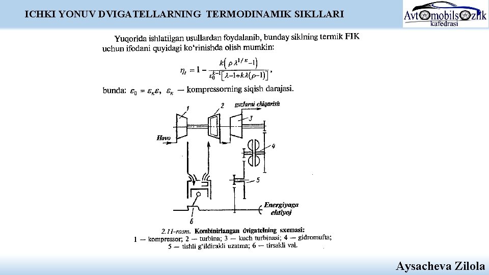 ICHKI YONUV DVIGATELLARNING TERMODINAMIK SIKLLARI Aysacheva Zilola ICHKI YONUV DVIGATELLARNING TERMODINAMIK SIKLLARI Aysacheva Zilola