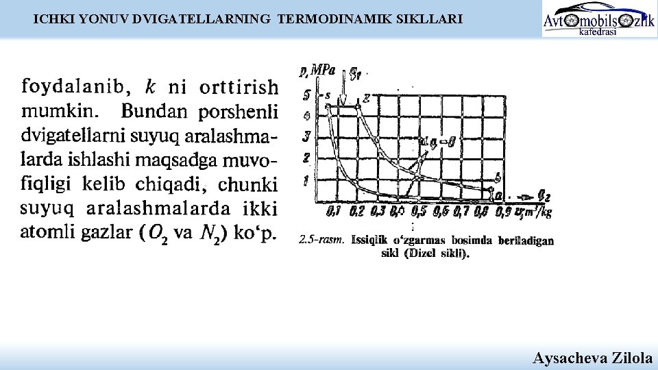 ICHKI YONUV DVIGATELLARNING TERMODINAMIK SIKLLARI Aysacheva Zilola ICHKI YONUV DVIGATELLARNING TERMODINAMIK SIKLLARI Aysacheva Zilola