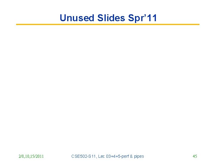Unused Slides Spr’ 11 2/8, 10, 15/2011 CSE 502 -S 11, Lec 03+4+5 -perf