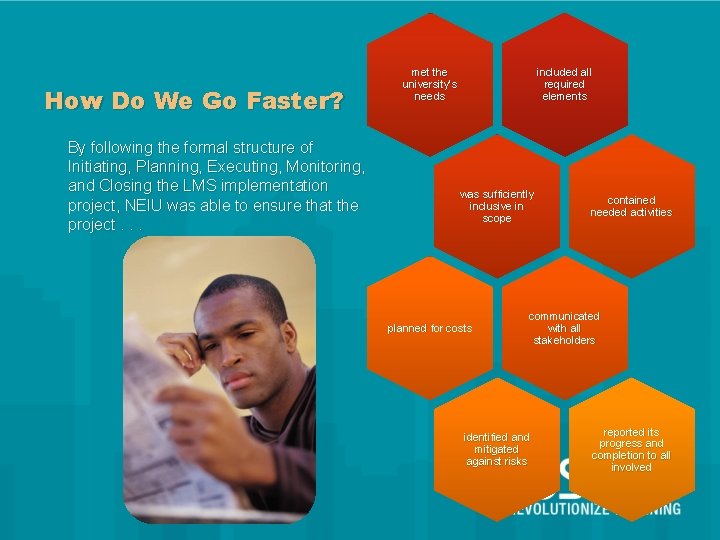 How Do We Go Faster? By following the formal structure of Initiating, Planning, Executing,