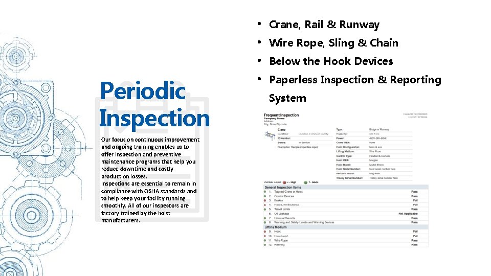 Periodic Inspection • • Crane, Rail & Runway 5 Wire Rope, Sling & Chain