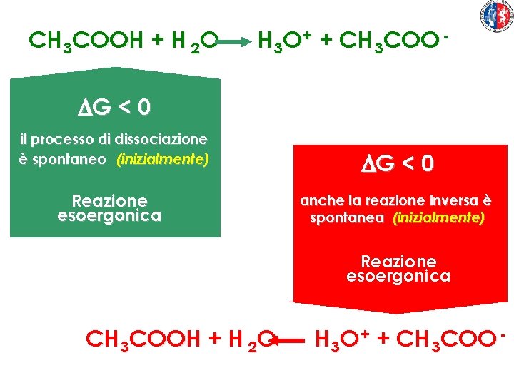 CH 3 COOH + H 2 O H 3 O + + CH 3