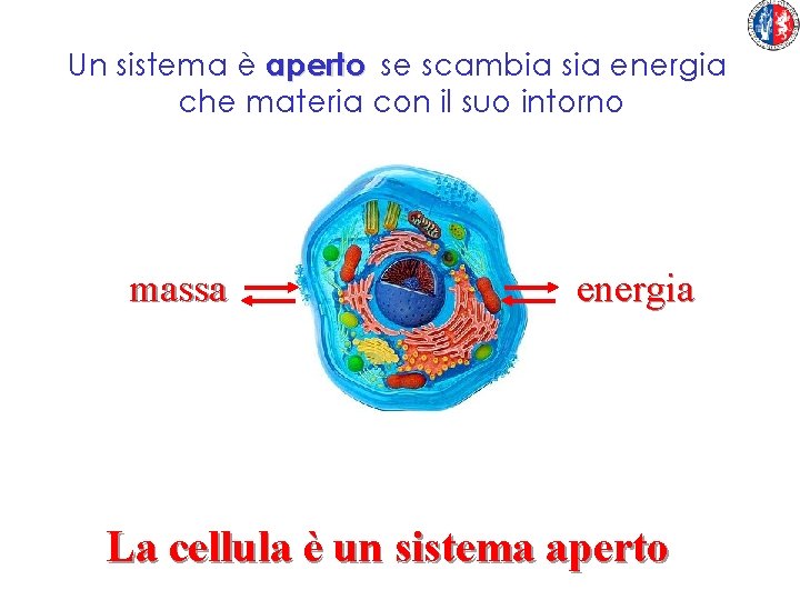 Un sistema è aperto se scambia sia energia che materia con il suo intorno