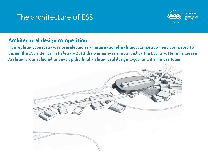 The architecture of ESS Architectural design competition Five architect consortia was preselected in an