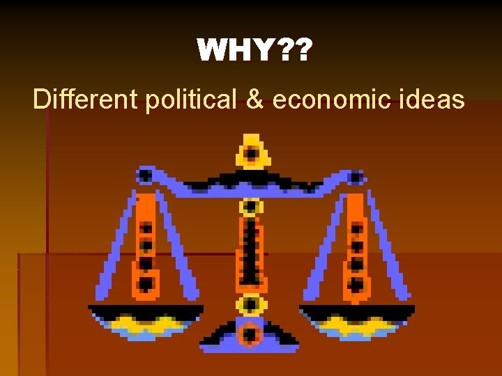 WHY? ? Different political & economic ideas 