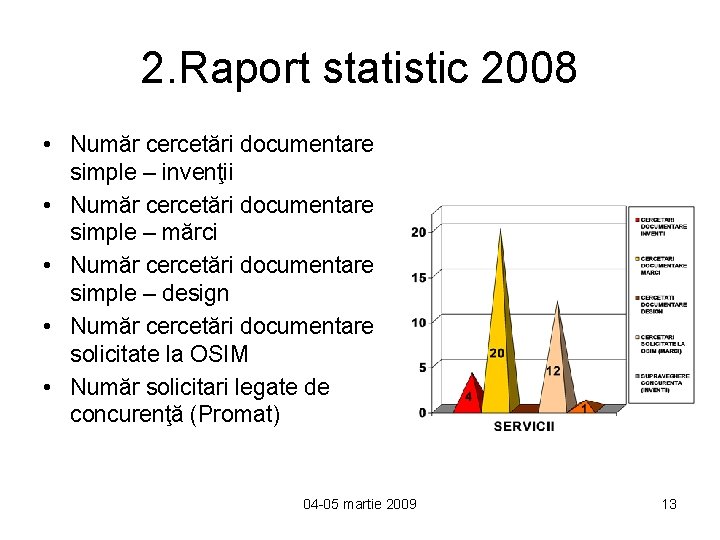 2. Raport statistic 2008 • Număr cercetări documentare simple – invenţii • Număr cercetări