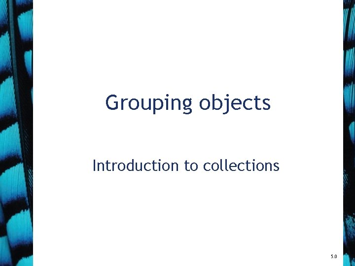 Grouping objects Introduction to collections 5. 0 