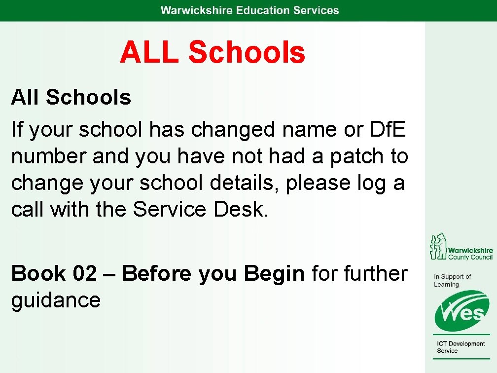 ALL Schools All Schools If your school has changed name or Df. E number