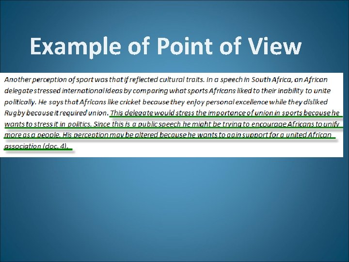 Example of Point of View 