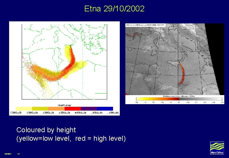 Etna 29/10/2002 Coloured by height (yellow=low level, red = high level) 08/2003 16 