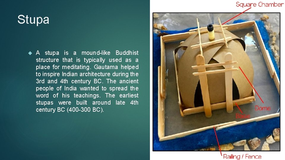 Stupa A stupa is a mound-like Buddhist structure that is typically used as a