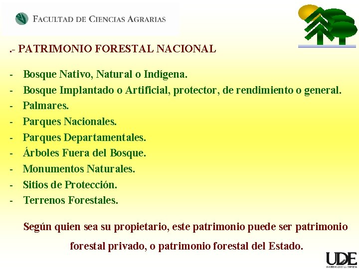 . - PATRIMONIO FORESTAL NACIONAL - Bosque Nativo, Natural o Indígena. Bosque Implantado o