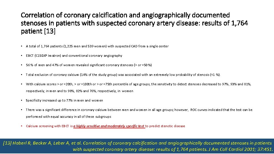 Correlation of coronary calcification and angiographically documented stenoses in patients with suspected coronary artery