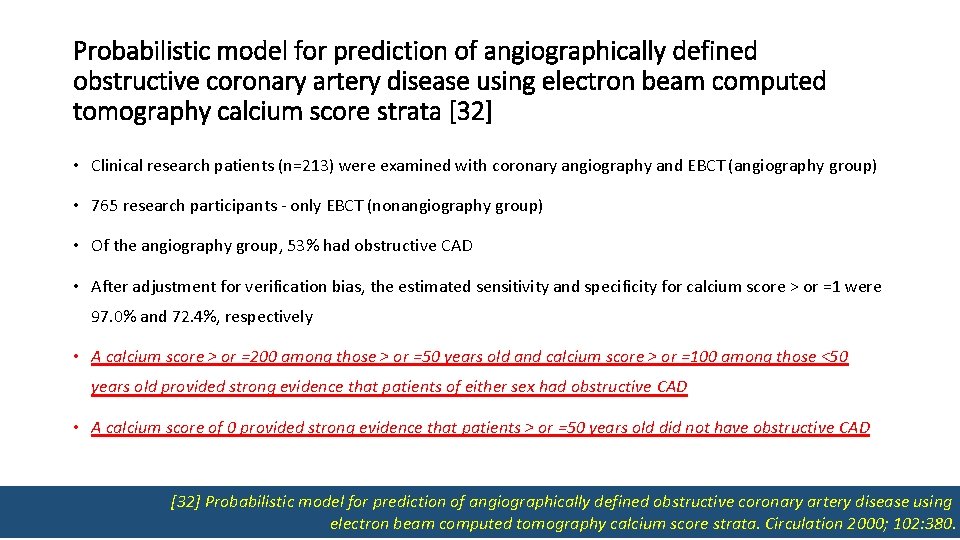 Probabilistic model for prediction of angiographically defined obstructive coronary artery disease using electron beam