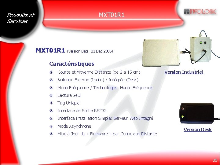 MXT 01 R 1 Produits et Services MXT 01 R 1 (Version Beta: 01