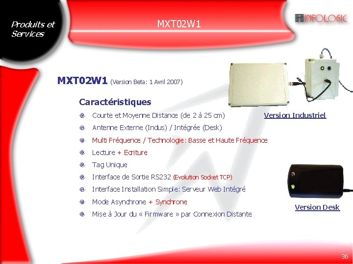 MXT 02 W 1 Produits et Services MXT 02 W 1 (Version Beta: 1