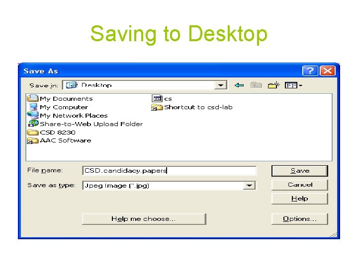 Saving to Desktop 