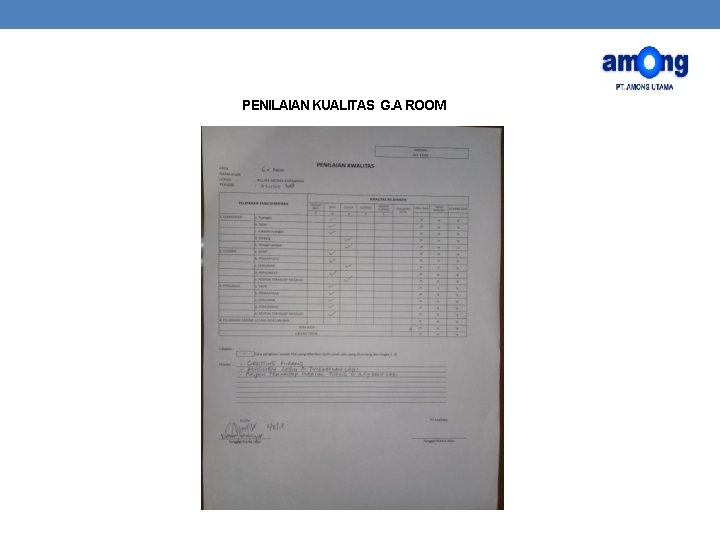 PENILAIAN KUALITAS G. A ROOM 