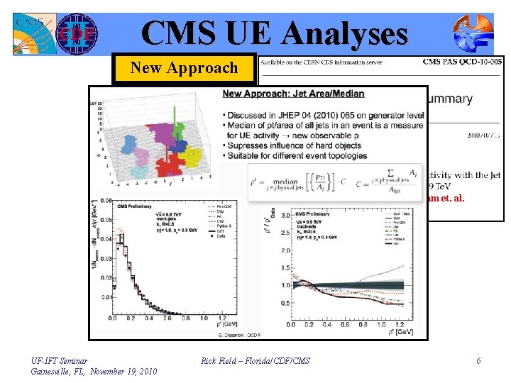 CMS UE Analyses New Approach Method proposed by Gavin Salam et. al. UF-IFT Seminar