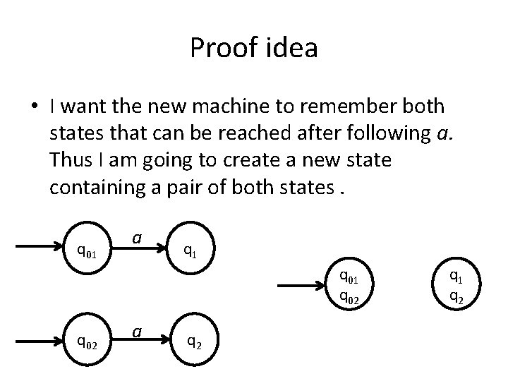 Proof idea • I want the new machine to remember both states that can