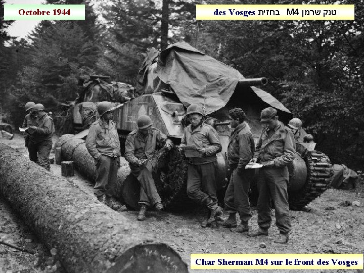 Octobre 1944 des Vosges בחזית M 4 טנק שרמן Char Sherman M 4 sur