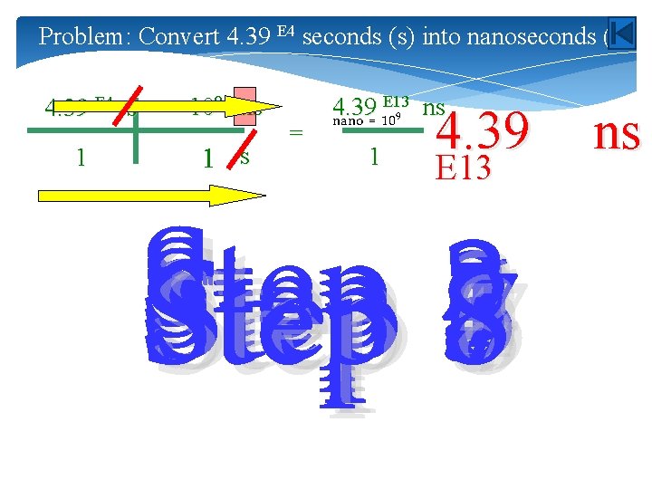 Problem: Convert 4. 39 E 4 seconds (s) into nanoseconds (ns) 4. 39 E