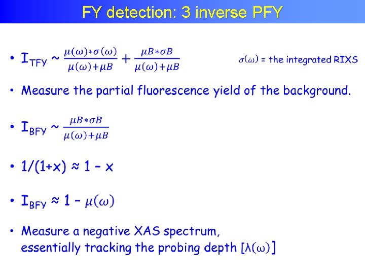 FY detection: 3 inverse PFY 