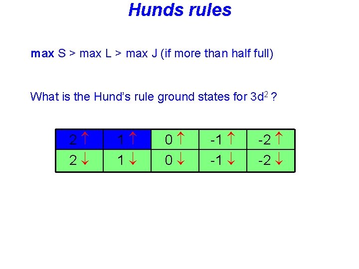 Hunds rules max S > max L > max J (if more than half