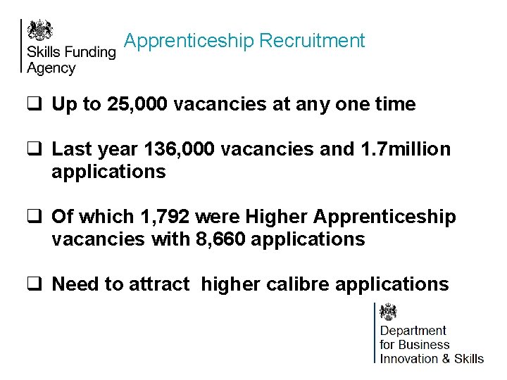 Apprenticeship Recruitment q Up to 25, 000 vacancies at any one time q Last