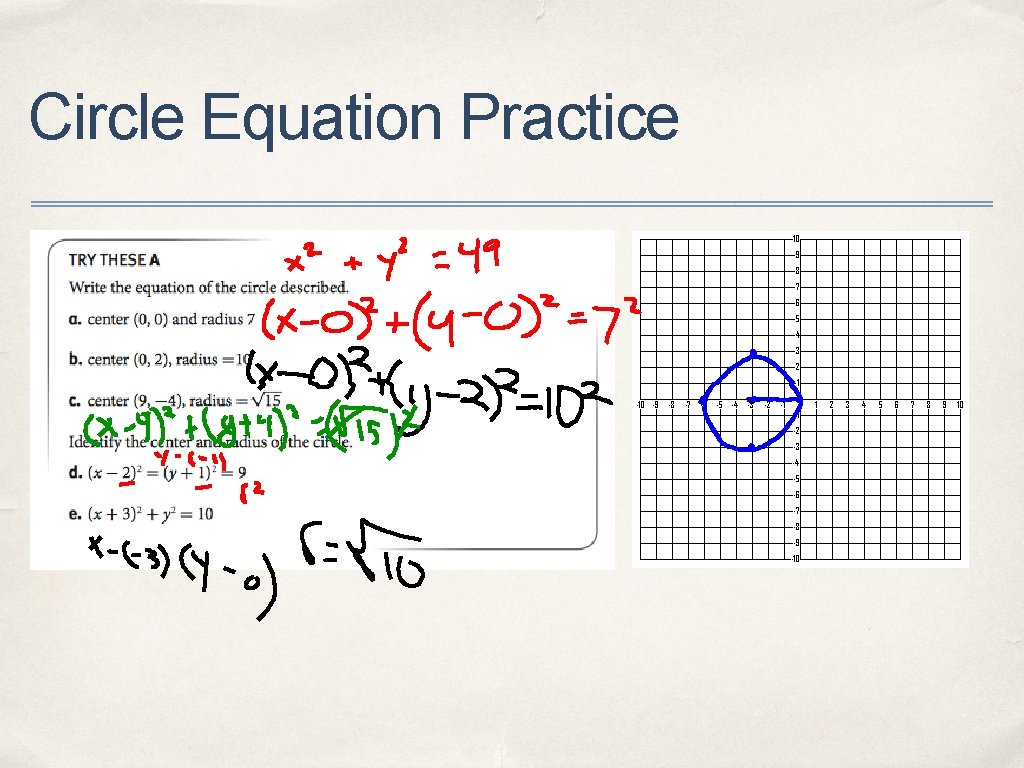 Circle Equation Practice 