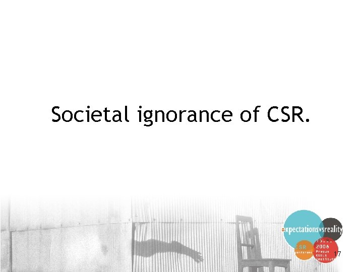Societal ignorance of CSR. 17 