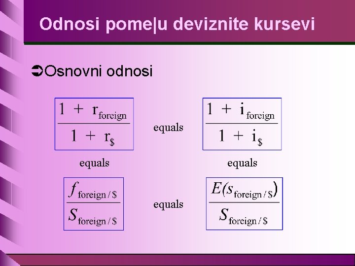 Odnosi pome|u deviznite kursevi ÜOsnovni odnosi equals 