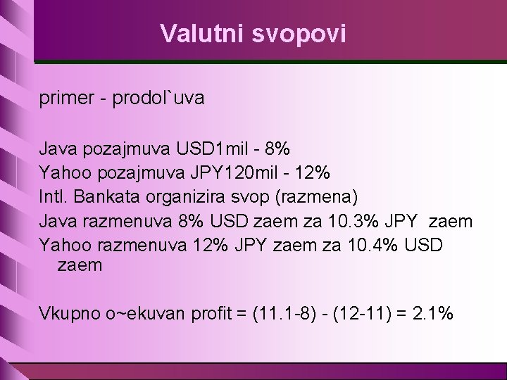 Valutni svopovi primer - prodol`uva Java pozajmuva USD 1 mil - 8% Yahoo pozajmuva
