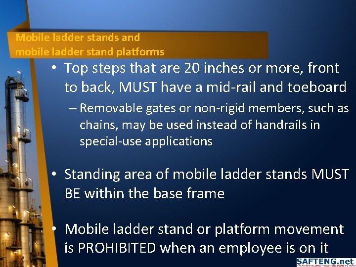 Mobile ladder stands and mobile ladder stand platforms • Top steps that are 20