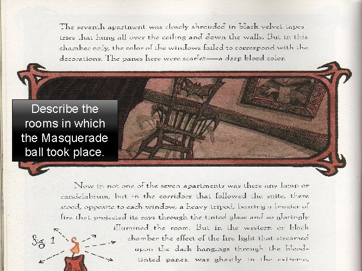 Describe the rooms in which the Masquerade ball took place. 