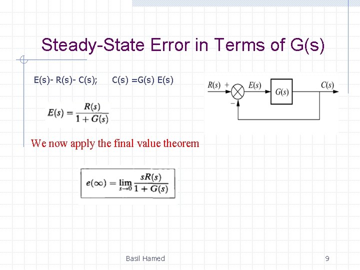 Control Systems Lect 7 Steady State Error Basil