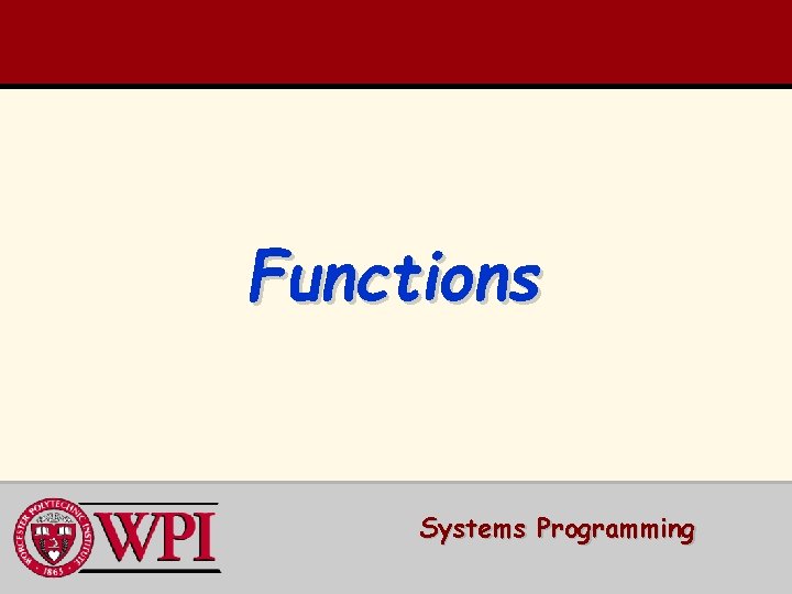 Functions Systems Programming 