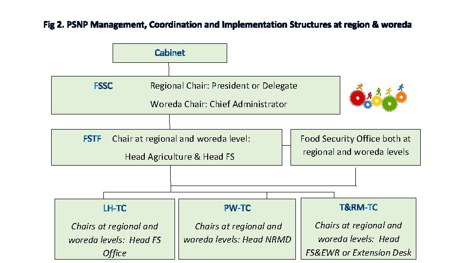 Fig 2. PSNP Management, Coordination and Implementation Structures at region & woreda Cabinet FSSC
