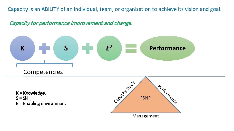 Capacity is an ABILITY of an individual, team, or organization to achieve its vision