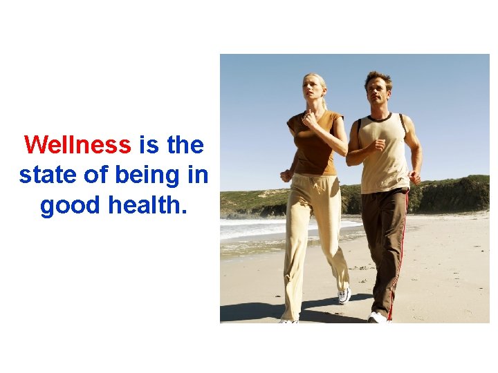 Wellness is the state of being in good health. 
