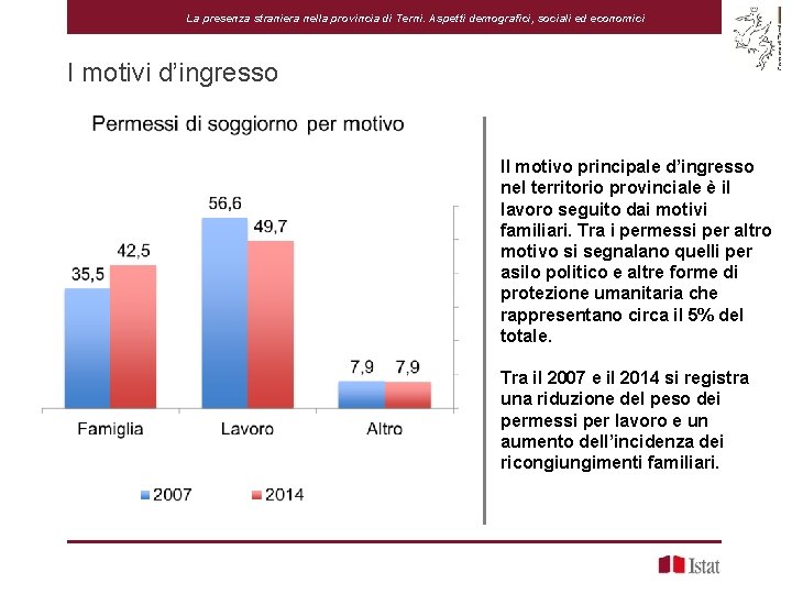 La presenza straniera nella provincia di Terni. Aspetti demografici, sociali ed economici I motivi