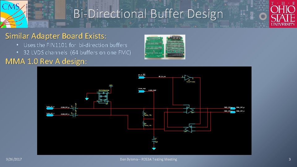 Bi-Directional Buffer Design Similar Adapter Board Exists: • • Uses the FIN 1101 for