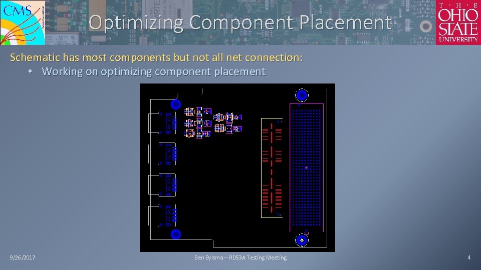 Optimizing Component Placement Schematic has most components but not all net connection: • Working