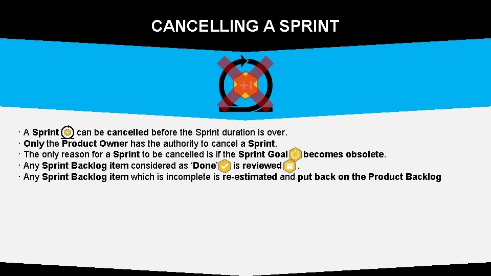 CANCELLING A SPRINT · A Sprint can be cancelled before the Sprint duration is