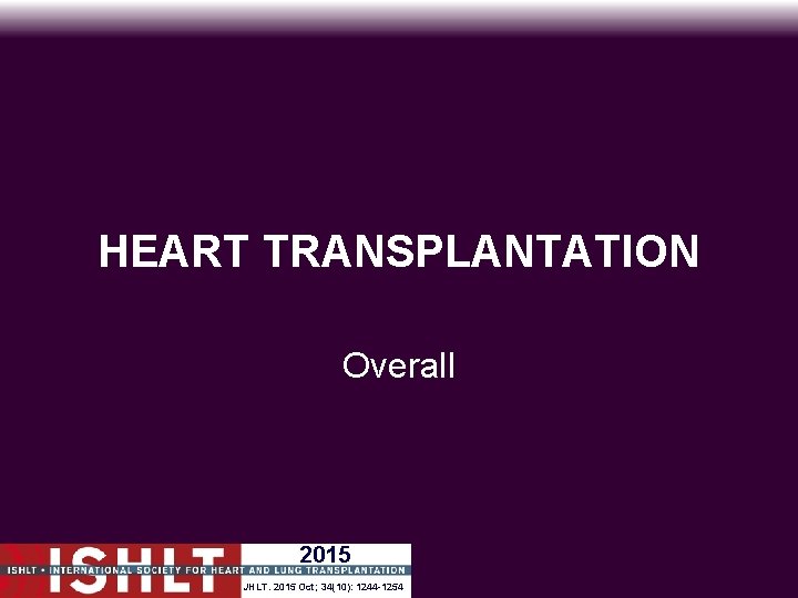 HEART TRANSPLANTATION Overall 2015 JHLT. 2015 Oct; 34(10): 1244 -1254 