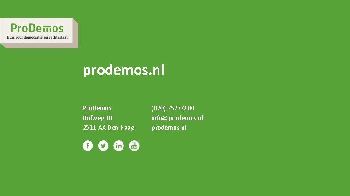 prodemos. nl Pro. Demos Hofweg 1 H 2511 AA Den Haag (070) 757 02