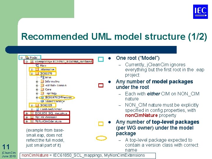 Recommended UML model structure (1/2) l One root (“Model”) – l Any number of