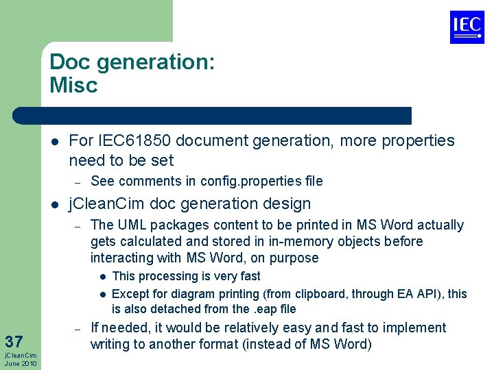 Doc generation: Misc l For IEC 61850 document generation, more properties need to be