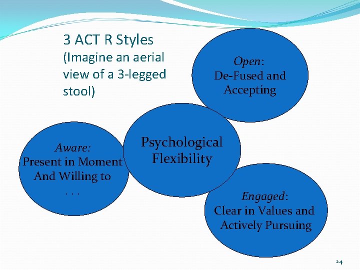 3 ACT R Styles (Imagine an aerial view of a 3 -legged stool) Aware: