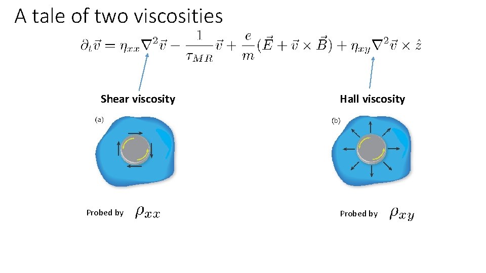 A tale of two viscosities Shear viscosity Probed by Hall viscosity Probed by 